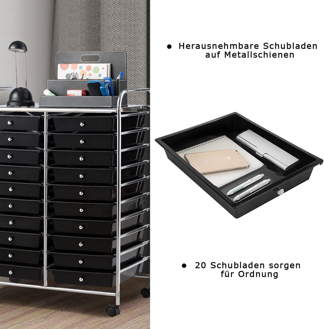 GOPLUS Rollwagen mit Schubladen, Badrollwagen mit 4 drehbare Rädern, Metallgestell, Wagen mit Rollen