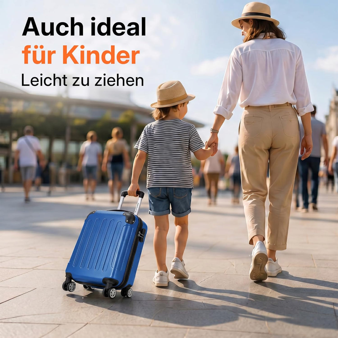 BEIBYE Handgepäck Koffer 45x36x20 cm, 15 Zoll Kabinenkoffer aus ABS mit 4 Rollen, Underseat Bordgepä