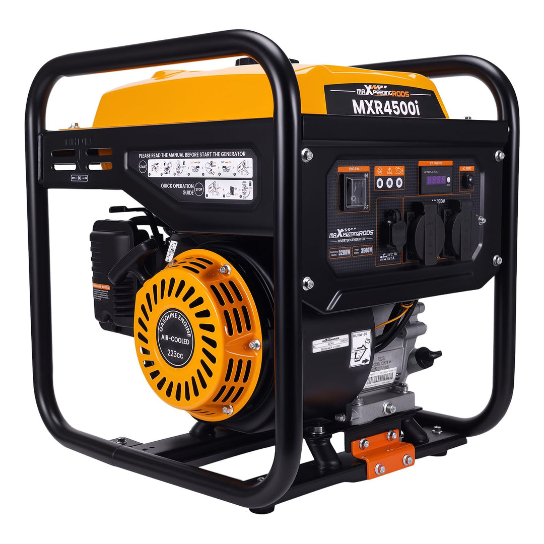 maXpeedingrods Inverter Stromgenerator 3500W Benzin 4 Takt mit zwei 230V Steckdosen Leise und leicht