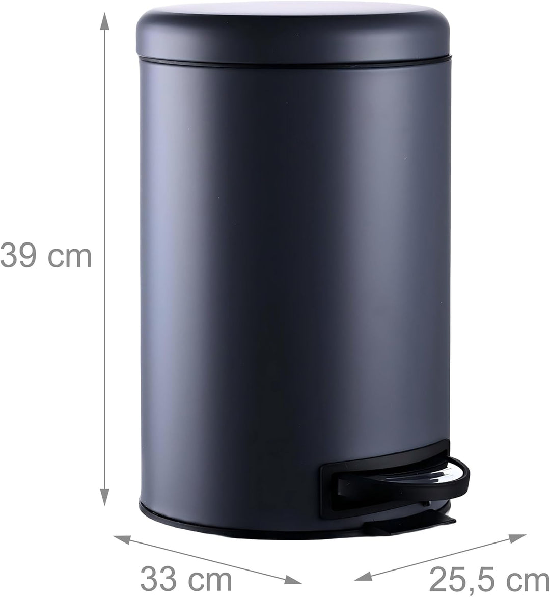 Relaxdays Mülleimer, 12 Liter, entnehmbarer Kunststoff-Inneneimer, mit Fusspedal, Bad, Küche, Tretmü