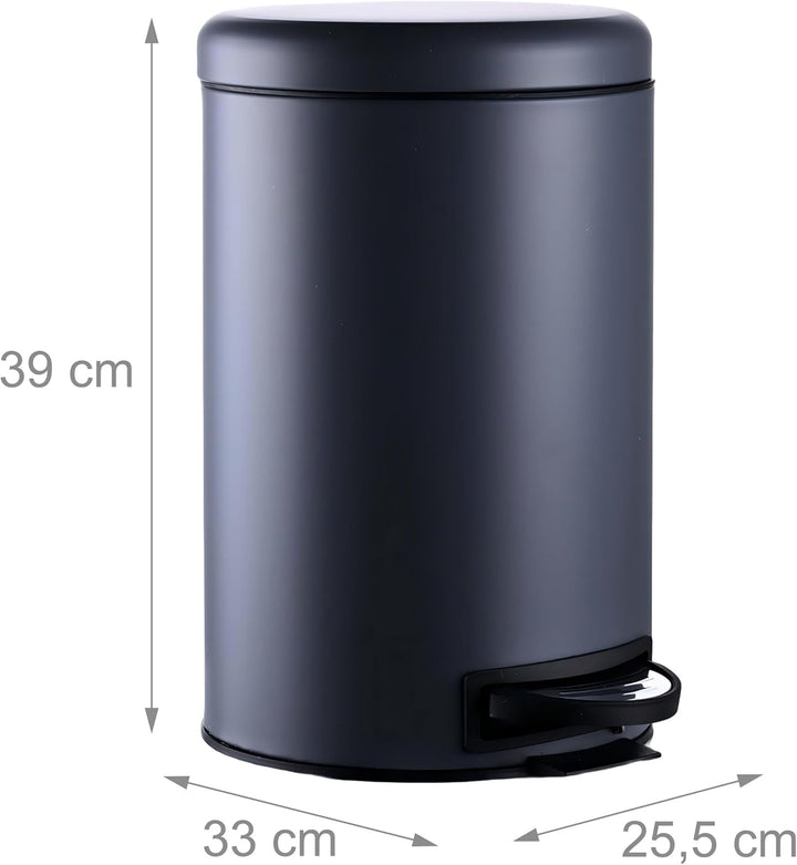 Relaxdays Mülleimer, 12 Liter, entnehmbarer Kunststoff-Inneneimer, mit Fusspedal, Bad, Küche, Tretmü