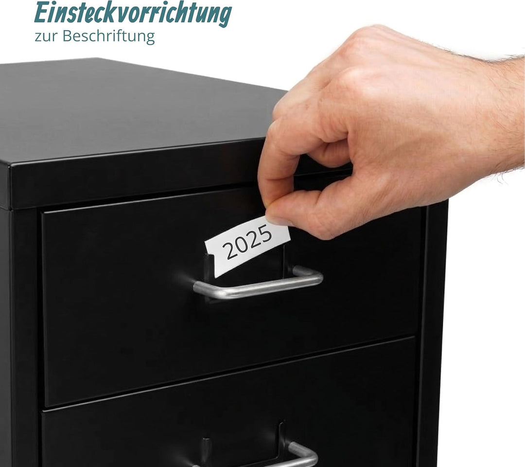 Relaxdays Rollcontainer, 6 Schubladen, HxBxT: 69 x 28 x 41 cm, abschliessbar, Aktenschrank auf Rolle