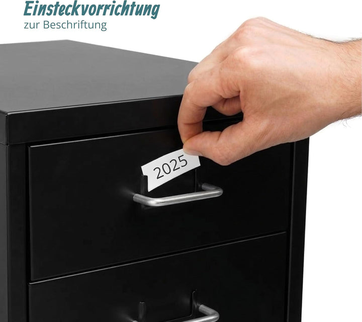 Relaxdays Rollcontainer, 6 Schubladen, HxBxT: 69 x 28 x 41 cm, abschliessbar, Aktenschrank auf Rolle