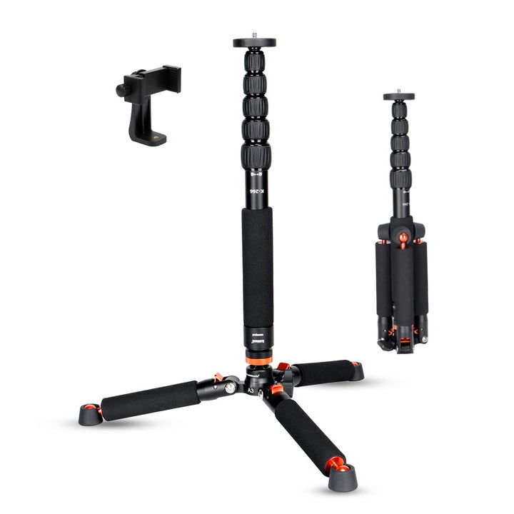 Koolehaoda Kamera-Einbeinstativ aus Aluminium mit Stativbasis aus Metall. 6 Abschnitte, 46–177 cm ve