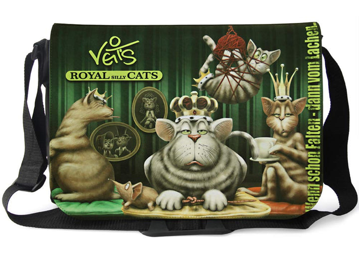 Veit's Gute Laune Tasche Schultertasche Laptoptasche Schultasche College Tasche mit Katzen-Motiv Roy