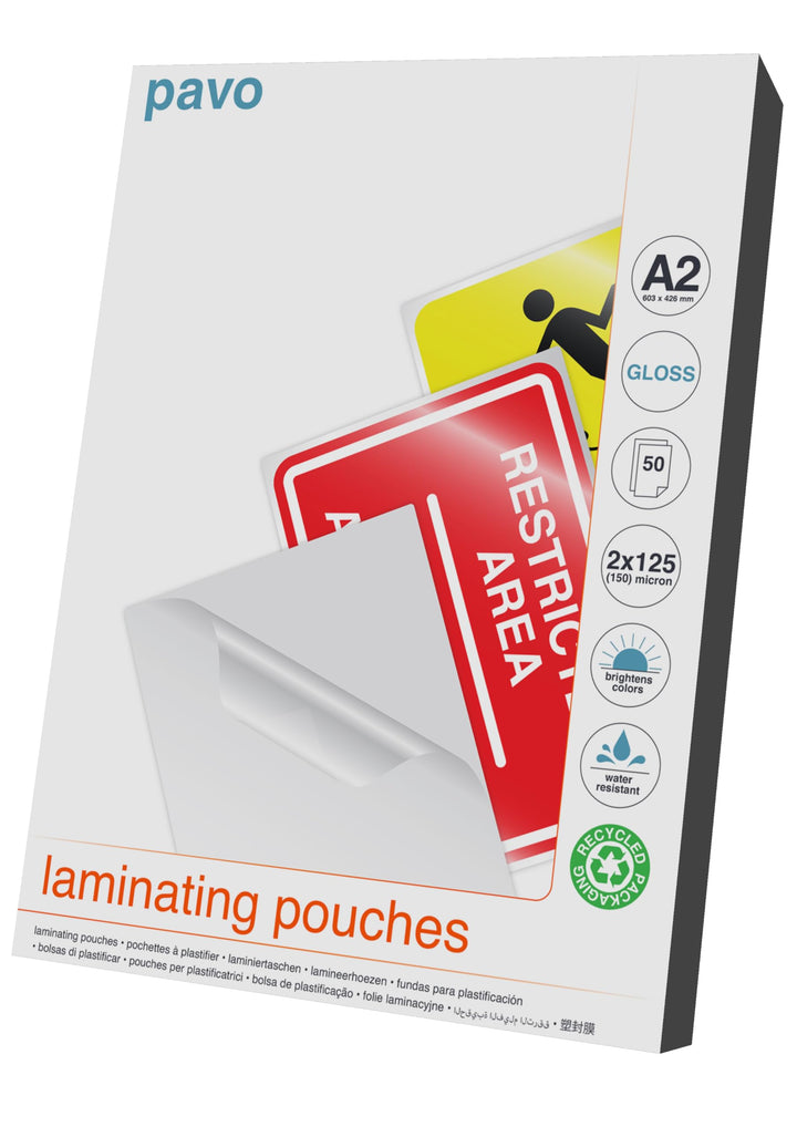 Pavo 8005857 Premium Laminierfolien DIN A2, 2 x 125 micron, 50-er Pack