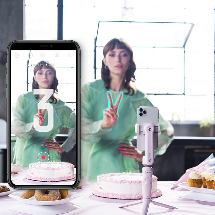 ZHIYUN Smooth-XS [offiziell] Smartphone tragbar Stabilisator Gimbal Selfie Stick Vlog Youtuber-Rosa,