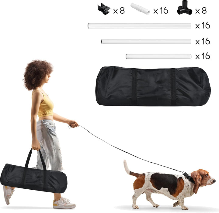 SUBTLETY 4 Stück Hürdenset Einstellbar Slalomstangen mit Tragtasche, Kunststoff Agility Ausrüstung f