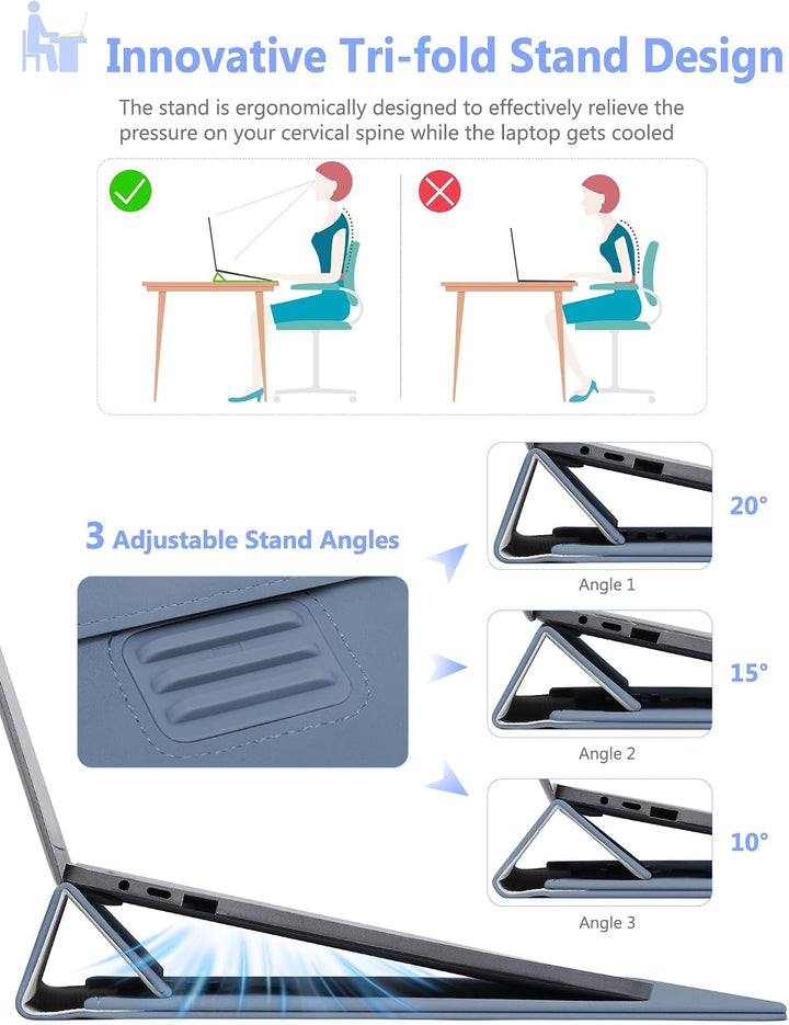 HYZUO 13 Zoll Laptop Hülle Tasche mit Einstellbarer Ständer für MacBook Air 13 M5 A3449 M4 M3 M2 M1