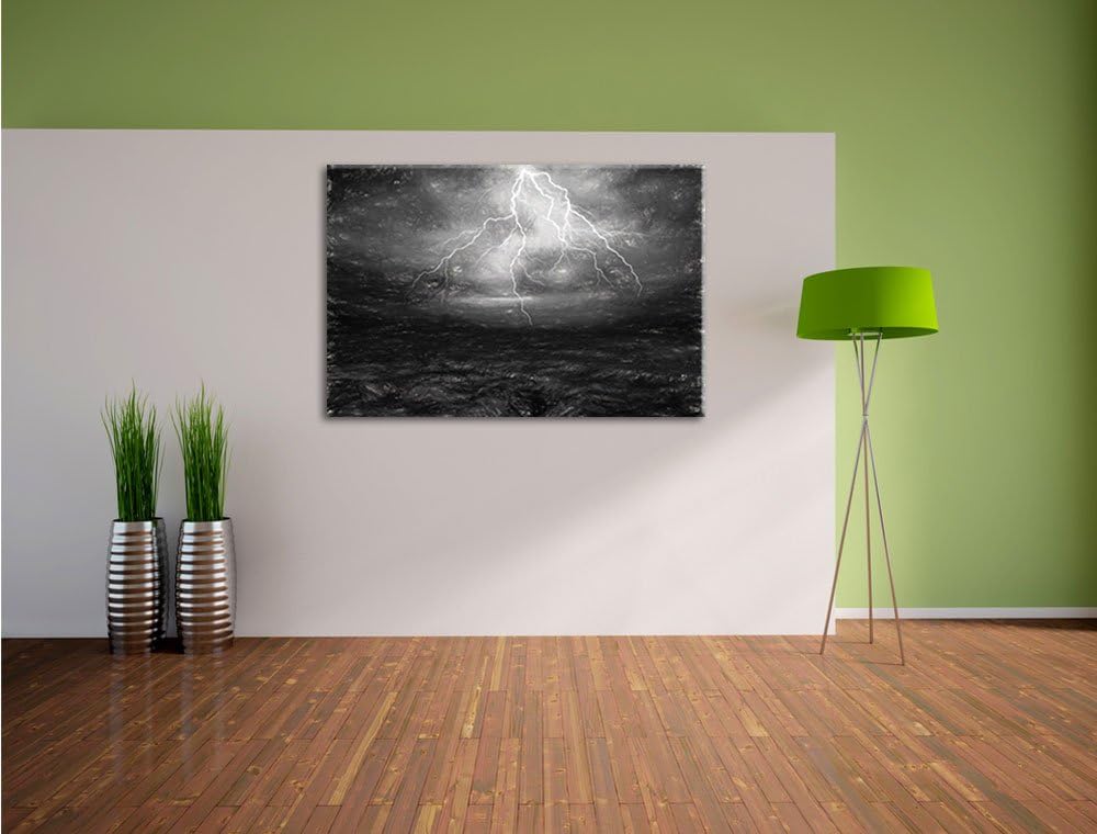 Pixxprint gewaltiges Gewitter als Leinwandbild/Grösse: 100x70 / Wandbild/Kunstdruck/fertig bespannt,
