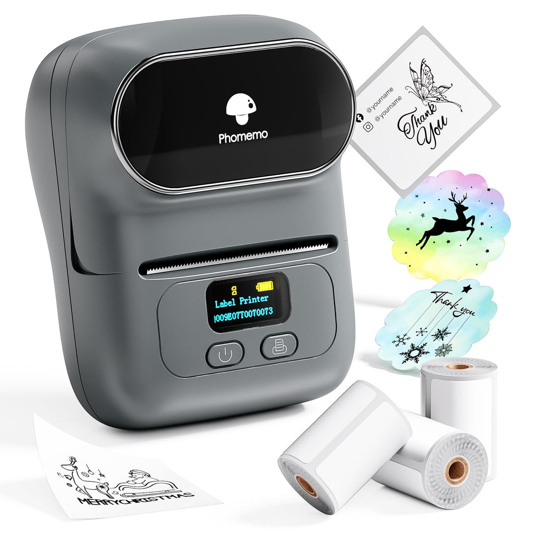 Phomemo M110 Etikettendrucker Selbstklebend mit 3 Etikettenrollen - Thermo Etikettiergerät Bluetooth