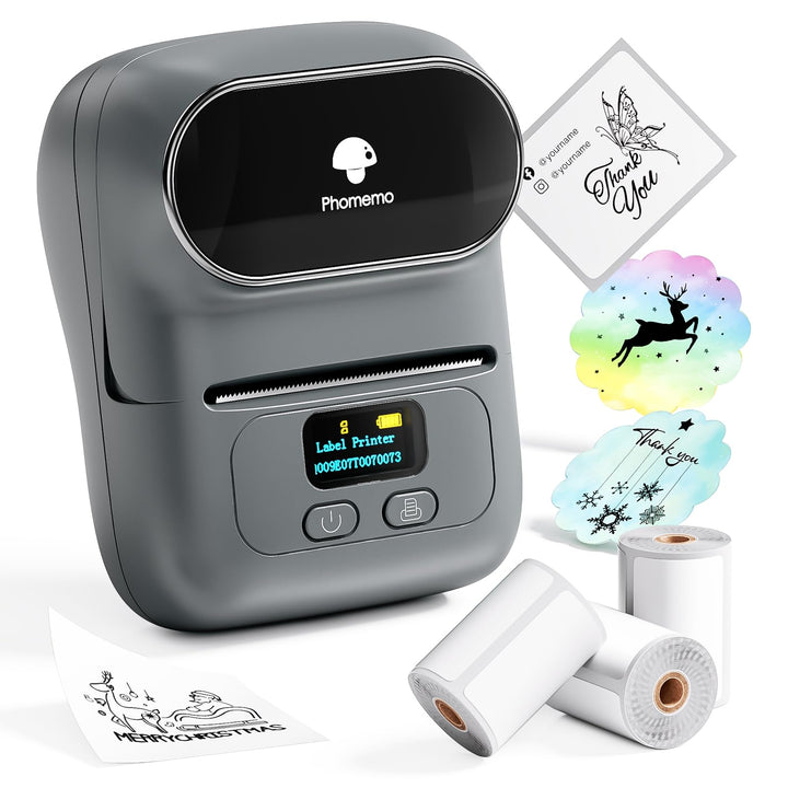 Phomemo M110 Etikettendrucker Selbstklebend mit 3 Etikettenrollen - Thermo Etikettiergerät Bluetooth