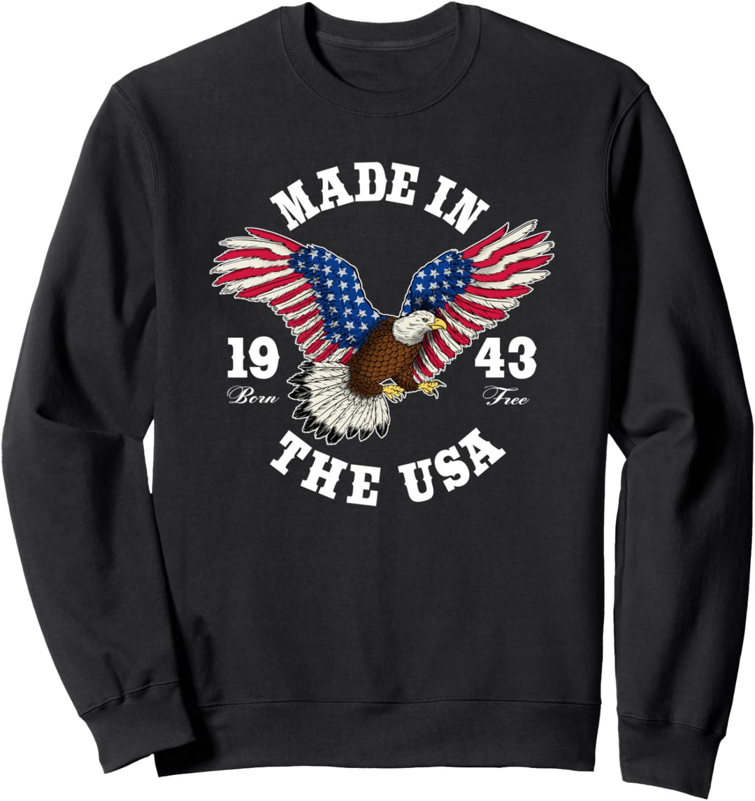 81 Jahre alt: Patriotischer Adler USA Flagge 1943 81. Geburtstag Sweatshirt