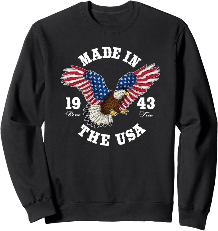 81 Jahre alt: Patriotischer Adler USA Flagge 1943 81. Geburtstag Sweatshirt