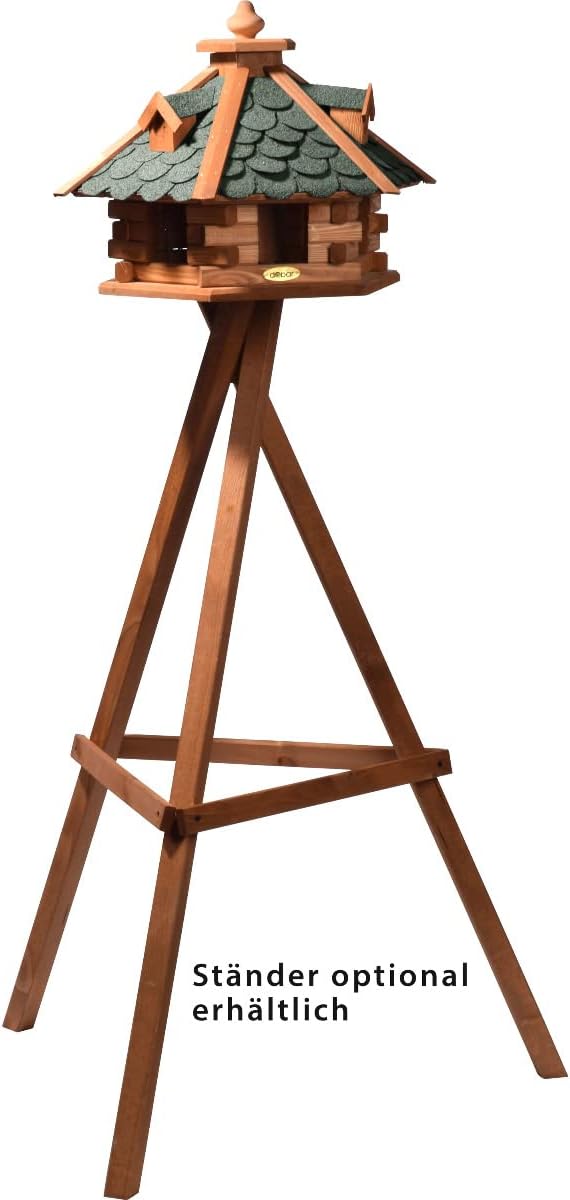 dobar® 98720e Vogelfutterhaus Bitumenschindeldach 6-eckig - Vogelhaus aus Massivholz - Vogelfutterst