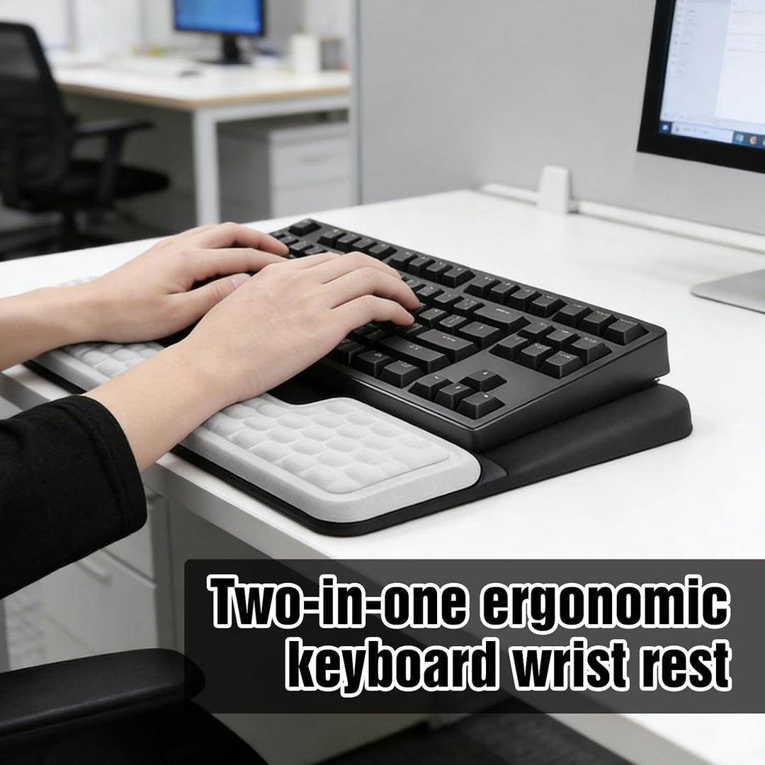 2-in-1 Ergonomische Tastatur Handauflage aus Memory-Schaum: Handballenauflage Tastatur mit Rutschfes
