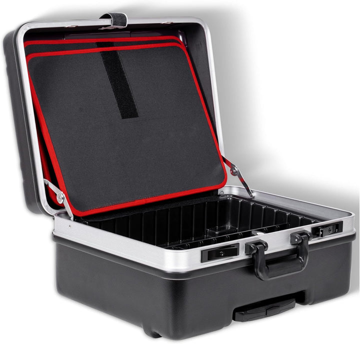 STIER Werkzeugkoffer Trolley leer, robuster Rollkoffer mit ABS-Kunsstoff & Aluminium, Toolbox schwar