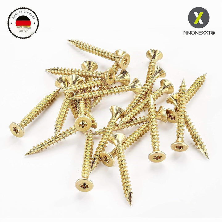 INNONEXXT® Premium Spanplattenschrauben | 3,0 x 30 mm | Fräsrippen | Cut-Spitze | Terrassenschrauben