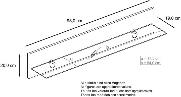Vladon Wandregal Bari in Avola-Anthrazit - Modernes Schweberegal (98 x 20 x 19 cm) 98 cm Avola-anthr