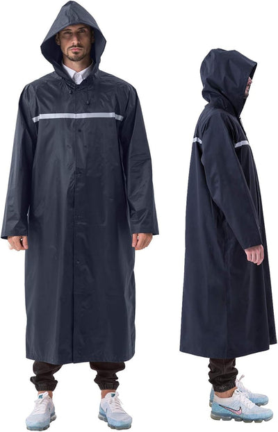 ioutdoor Regenmantel 100% Wasserdicht, der Extra Lange Regenschutz mit Taschen/Reflexstreifen/Kordel