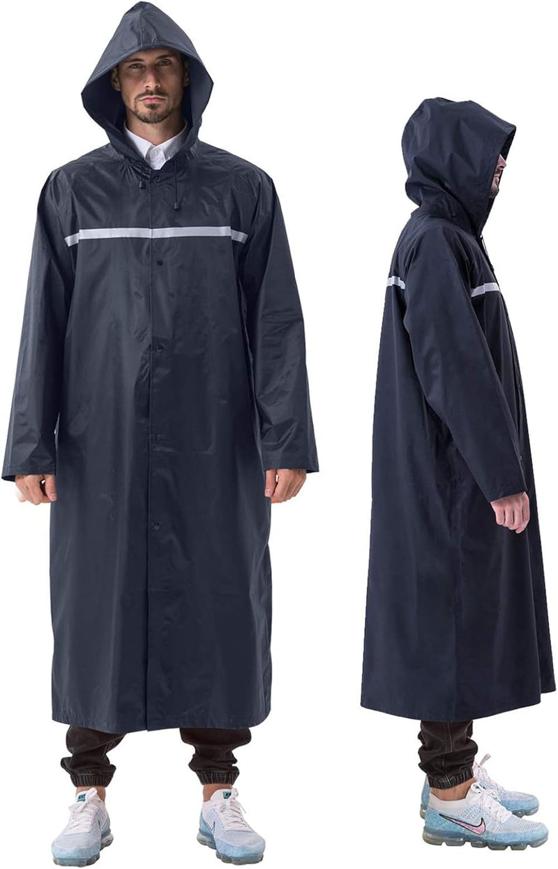 ioutdoor Regenmantel 100% Wasserdicht, der Extra Lange Regenschutz mit Taschen/Reflexstreifen/Kordel