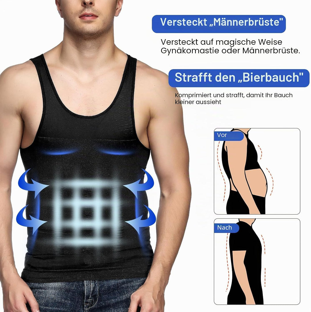 Odoland Unterhemden Herren Shapewear 3er Pack Tank Top Compression Shirt Kompressionsshirt Bauchweg