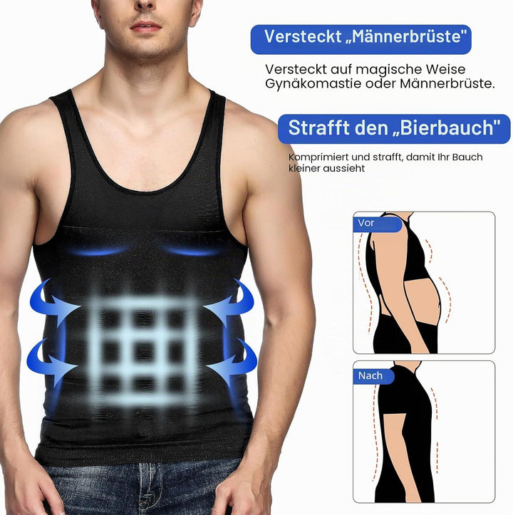 Odoland Unterhemden Herren Shapewear 3er Pack Tank Top Compression Shirt Kompressionsshirt Bauchweg