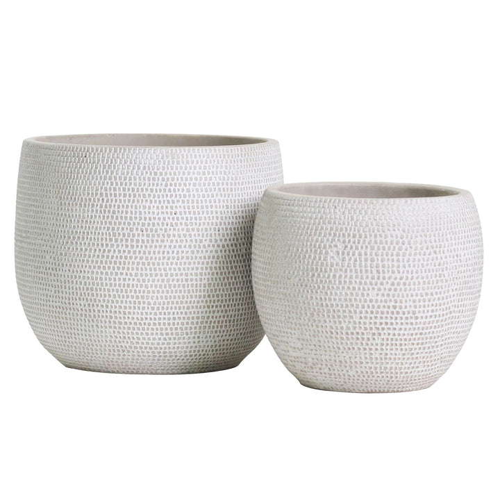 Olly & Rose Barcelona Keramik-Blumentopf-Set 2 – Pflanzgefässe für drinnen und draussen (weiss), Wei