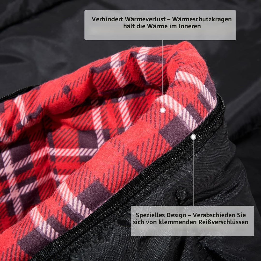 BISINNA XL Baumwoll Flanell-Schlafsack für Camping, 2-3 Jahreszeiten, Erwachsenen-Schlafsack für Wan
