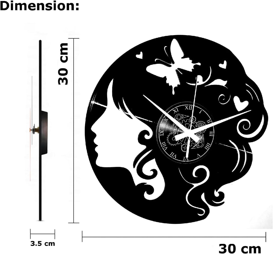 Instant Karma Clocks Wanduhr aus Vinyl Schallplattenuhr mit Schönheitszentrum Friseursalon Motiv Mod