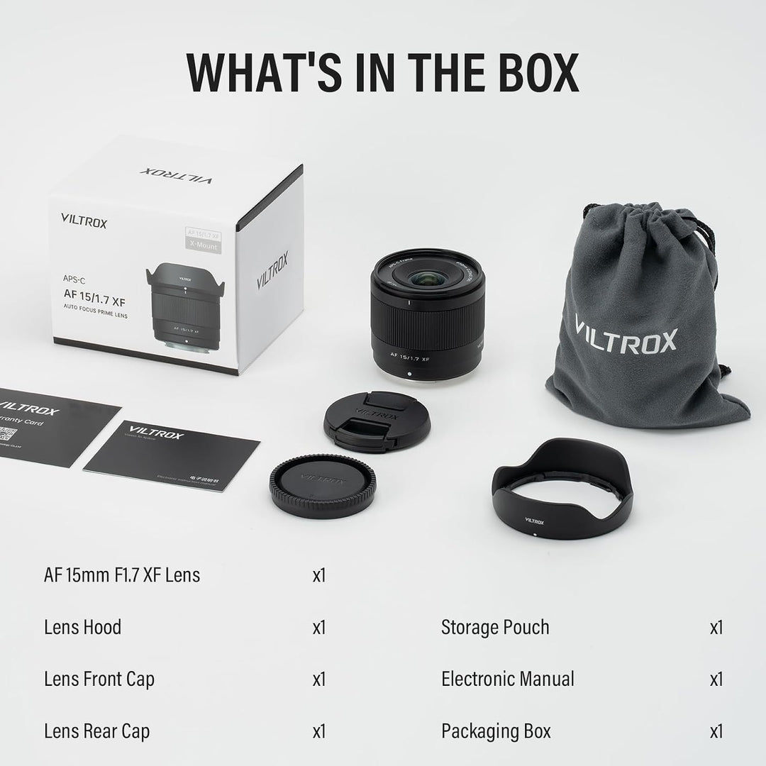 VILTROX 15mm F1.7 XF Mount Objektiv für Fuji XF Mount Kameras Objektive APS-C STM Autofokus Lenses W