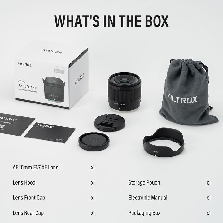 VILTROX 15mm F1.7 XF Mount Objektiv für Fuji XF Mount Kameras Objektive APS-C STM Autofokus Lenses W