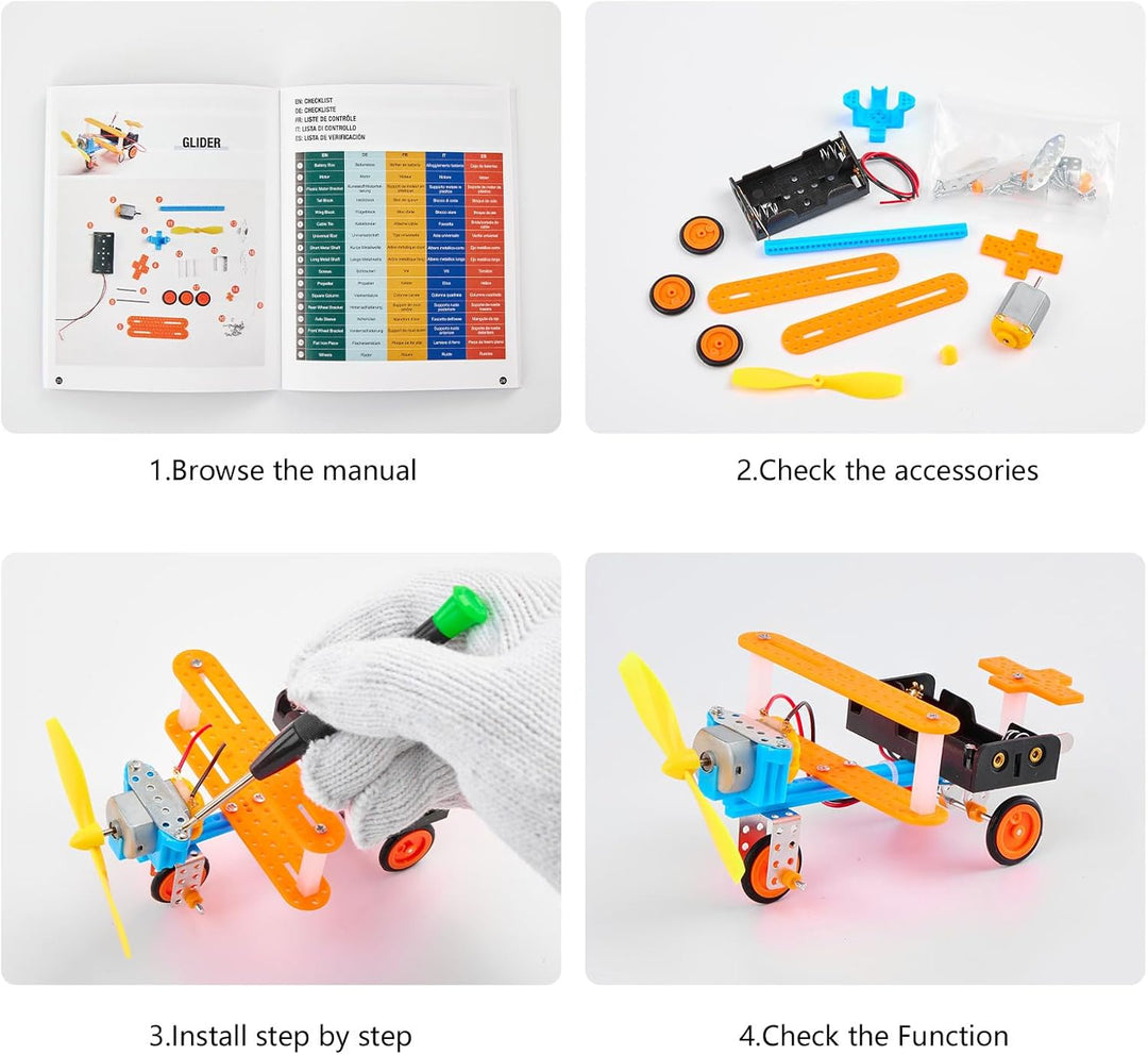 STEM Spielzeug Roboter Bausatz für Kinder - Technik-Experimente mit Motor & Werkzeug, Lernspielzeug