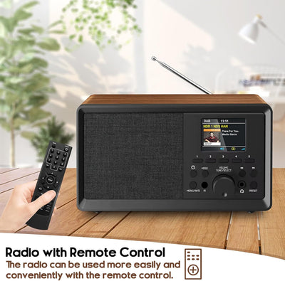 Wholede DAB Plus Radio mit Bluetooth, DAB Radio mit Fernbedienung DAB+/FM Radio Retro Holz Digitalra