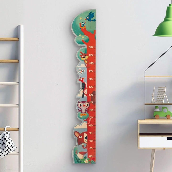 Dida - Wandmesslatte "Baum Fuchs" aus Holz für Kinder, Wachstumsdiagramm bis 150 cm, Höhenmesser mit