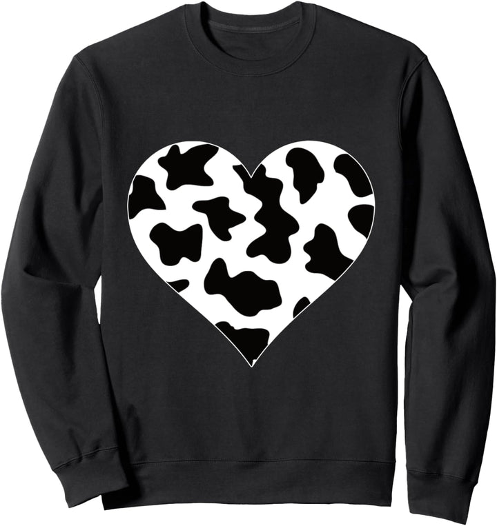 Herz in Kuhmuster Kuhflecken Kuh Sweatshirt
