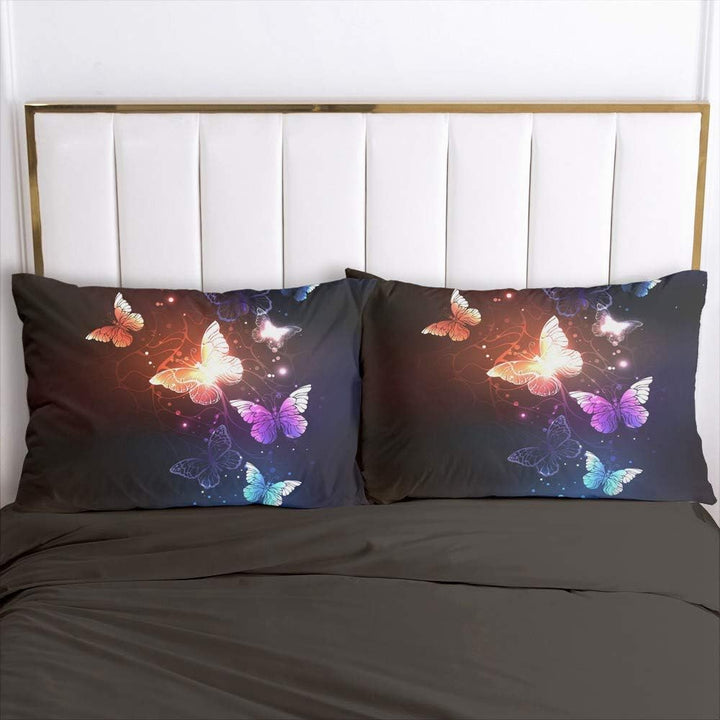 Luowei Bunt Schmetterling Bettwäsche 155x220cm Schwarz Bettbezug Set Butterfly Muster Microfaser Wen