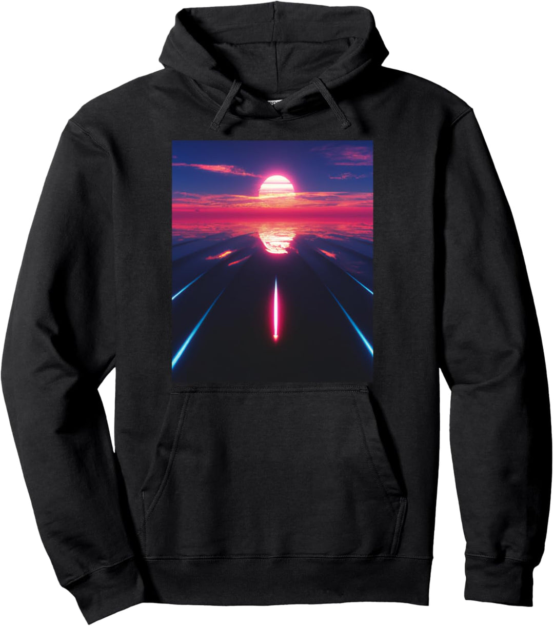 Vaporwave Aesthetic Sonnenuntergang Meer Pullover Hoodie
