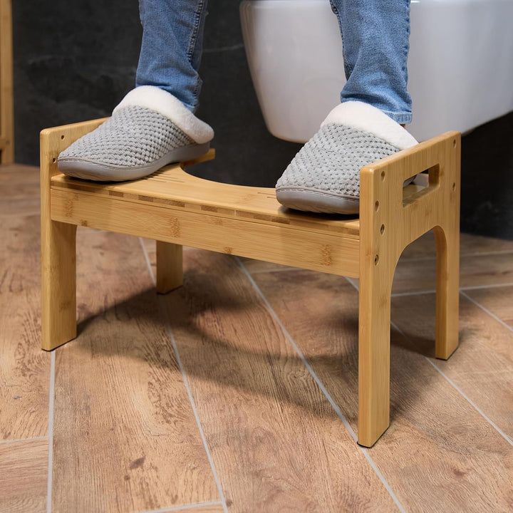 Relaxdays Toilettenhocker, Stuhlgang Unterstützung, WC Hocker für Erwachsene, Bambus, HxBxT 28,5 x 4