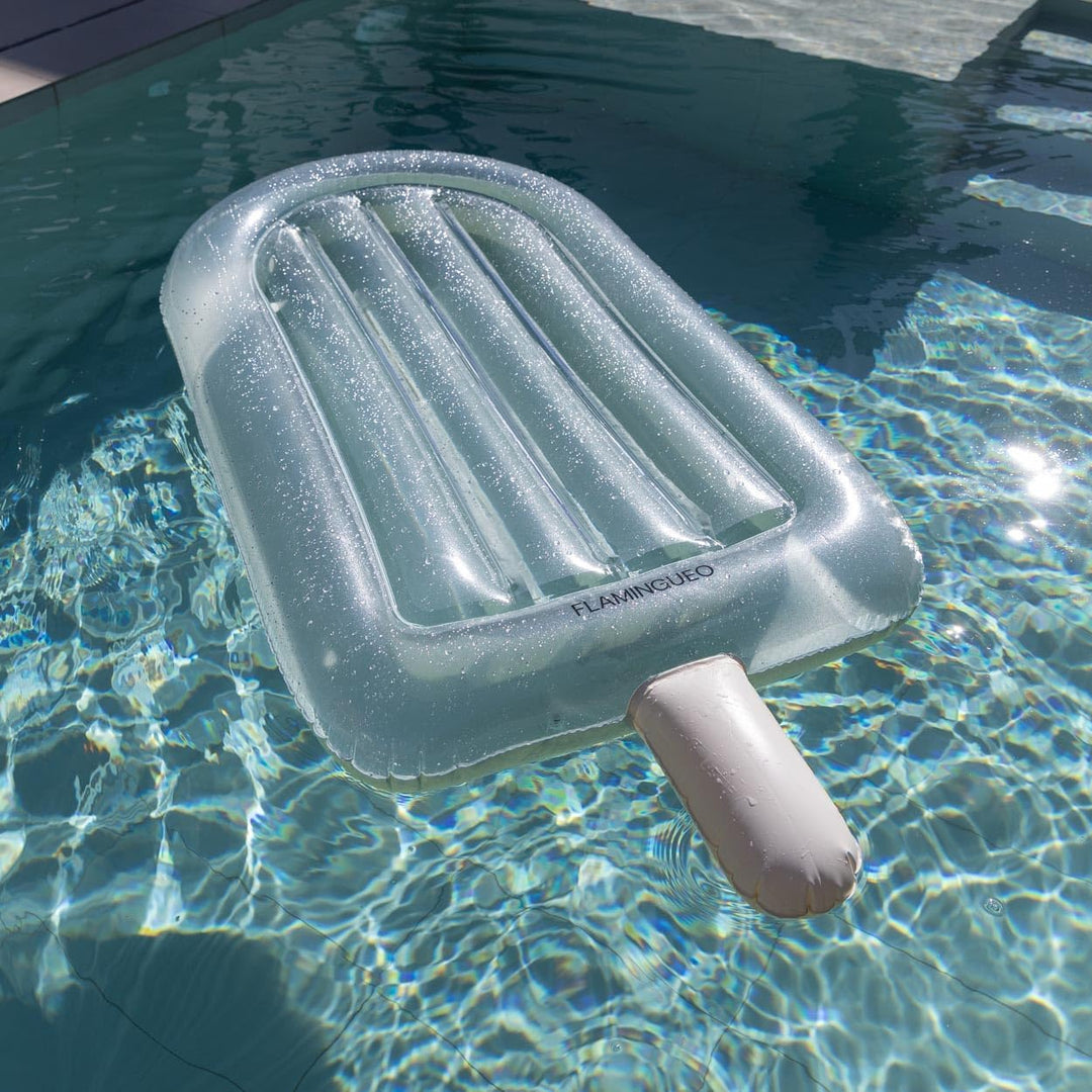 Flamingueo Luftmatratze, Pool-Matte, Strand, Extra gross, Eisform, Design mit Glitter, PVC beständig