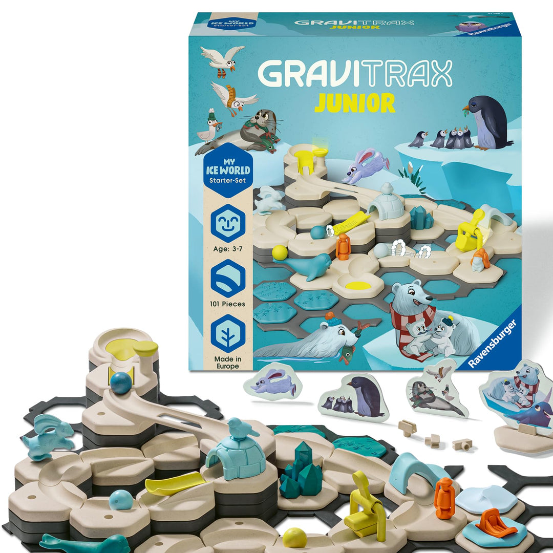 Ravensburger GraviTrax Junior Starter-Set L Ice 27060 - Murmelbahn überwiegend aus nachwachsenden Ro