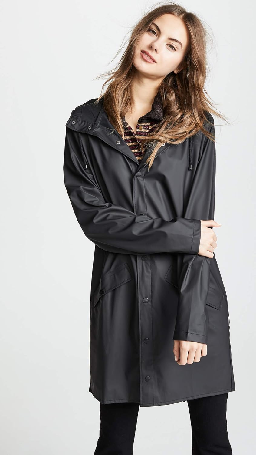 RAINS Herren Long Jacket Regenmantel, Schwarz (Black 01)