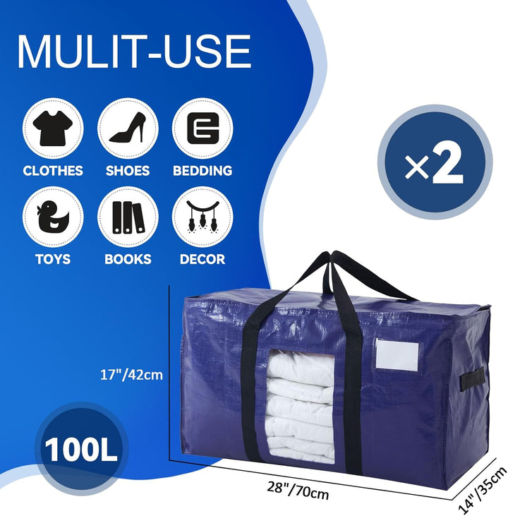 2er-Pack hochbelastbare Umzugstaschen, marineblau, Organizer-Tragetasche, Alternative zu Umzugskarto