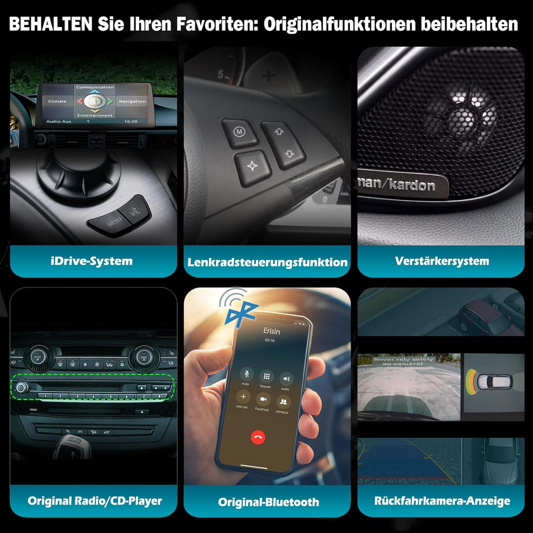 Erisin 12,3" Qualcomm 8-Kern 8GB+128GB Android 16 Autoradio GPS Navi für BMW 5er E60 E61(2005-2008)