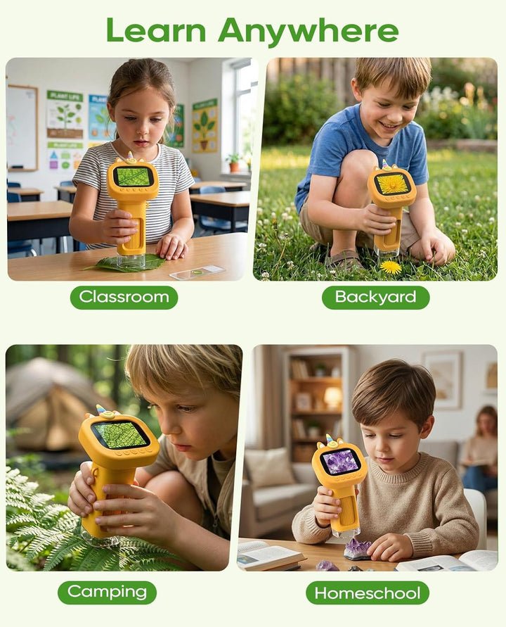 1000X Mikroskop für Kinder Taschenmikroskop Digital: 4K Handmikroskop für Kinder mit 2.4" Bildschirm