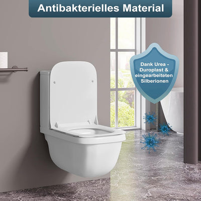 WOLTU Toilettendeckel, WC Sitz mit Absenkautomatik, UF-Klodeckel antibakteriell, Quick-Release für e