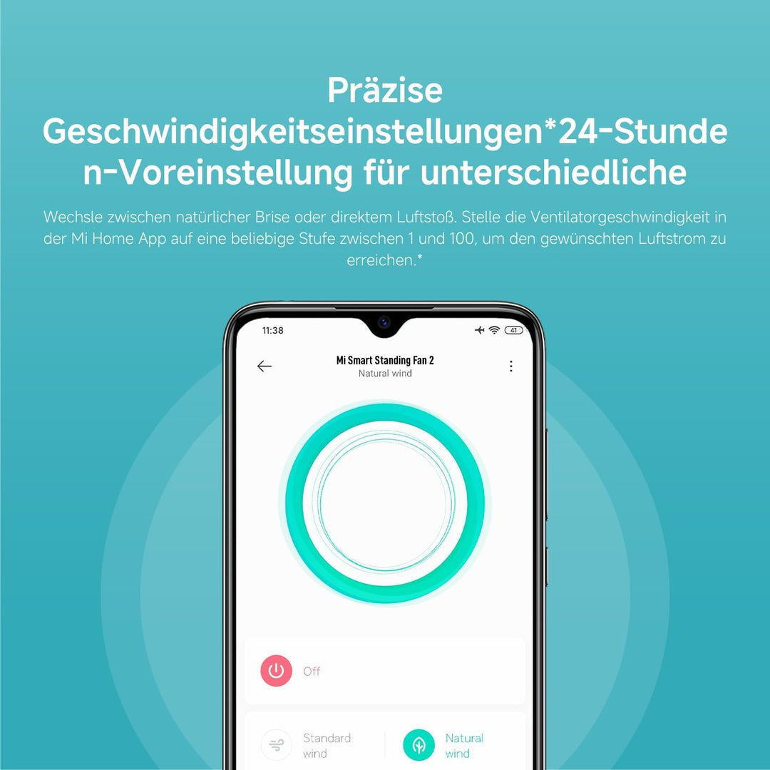 Xiaomi Mi Smart Standing Fan 2 Tisch- Standventilator mit optionaler iOS/Android Mi Home Appanbindun