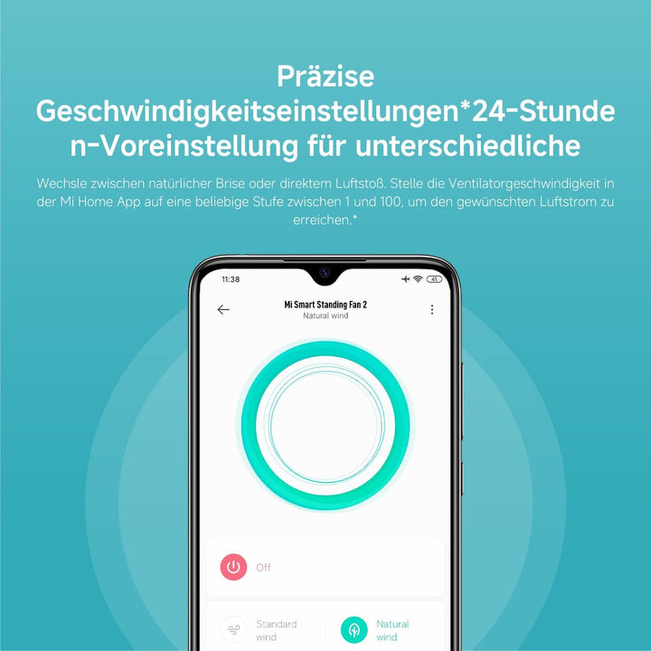 Xiaomi Mi Smart Standing Fan 2 Tisch- Standventilator mit optionaler iOS/Android Mi Home Appanbindun