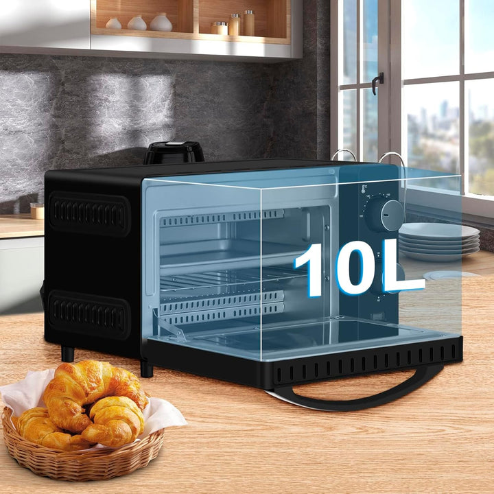 WANNYTON Minibackofen, Backofen 10 L, 650 Watt, 100-230 °C Timer 0-60 Min. inkl. Backblech Grillrost