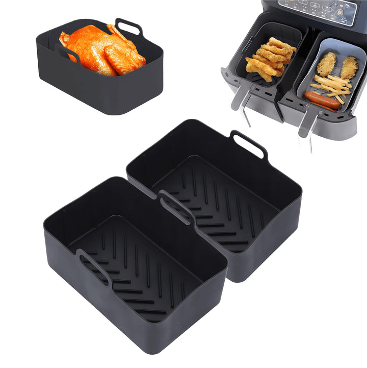 LYKEJI 2 Stück Airfryer Silikonform, Heissluftfritteuse Silikon Backform, Ninja Foodi Max Dual Zone